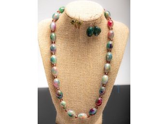 Multi Color Necklace And Earrings