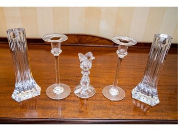 Assorted Glass And Crystal Candle Holders