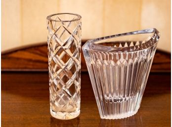 Two Heavy Lead Crystal Vases