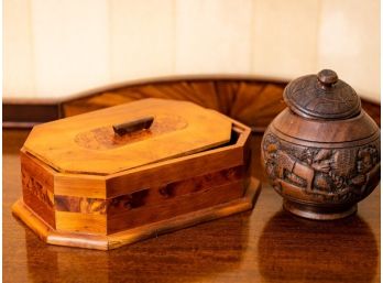 Two Carved Wooden Boxes
