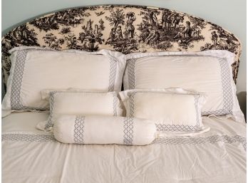 Custom Black & White Toile Queen Bed & Bedding