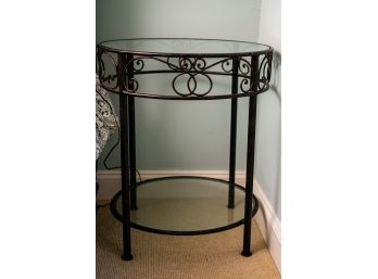 Glass Top Side Table With Black Metal Base