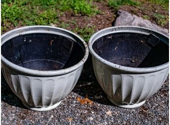 Pair Of Gray Resin Planters