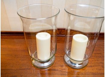 Two Glass Hurricane Candles