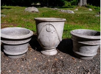 Three Round Cement Planters