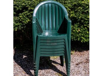 Set Of Green Resin Stacking Chairs