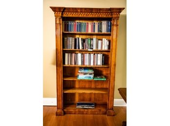 Huge Solid Wooden Bookcase With Ornately Carved Crown