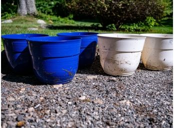 Blue And White Resin Outdoor Planters