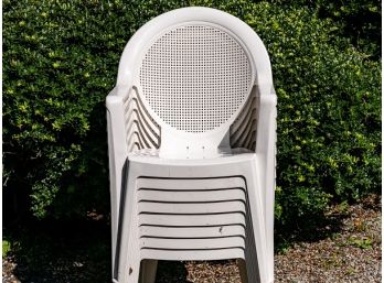 Set Of White Stacking Resin Chairs