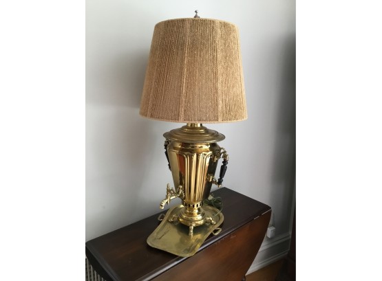Antique Brass Samovar Lamp With Tray