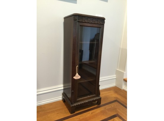 Small Antique Curio Cabinet  With Glass Door And Key