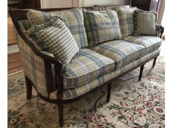 Sheraton Style Upholstered Antique Sofa With Matching Cushions