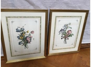Pair Of Engraved Botanical Framed Art
