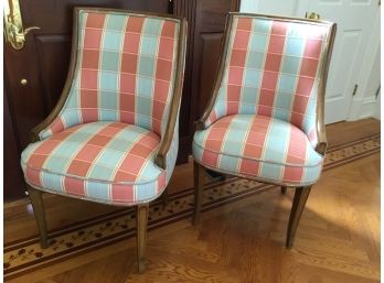 Pair Biedermeier Style Upholstered Chairs
