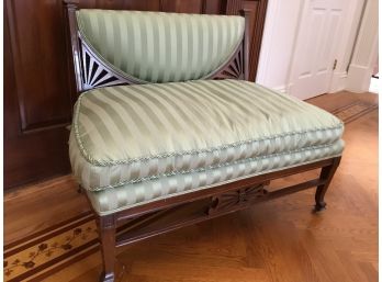 Settee Upholstered Striped Fabric No Arms