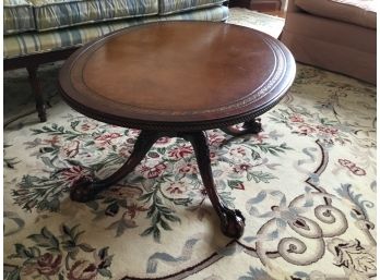 Leather Top Chippendale Style Oval Coffee Table