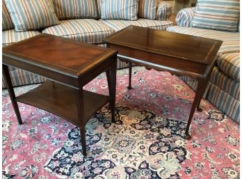 Pair Of Side Table One With Queen Anne Legs And One With A Shelf