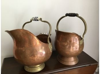 Copper Dutch Helmet Coal/Ash Buckets With Handles