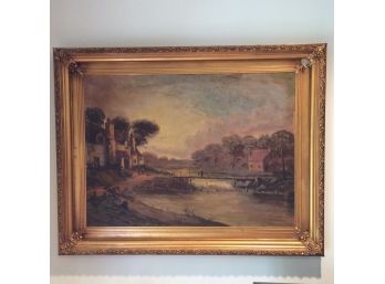 Framed Country  Scene Oil On Canvas  Signed By F. Barry