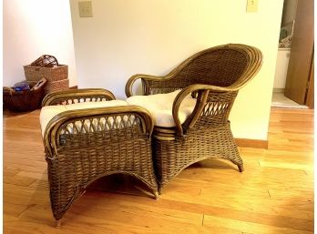 Cane Wicker Chair And Ottoman Set*
