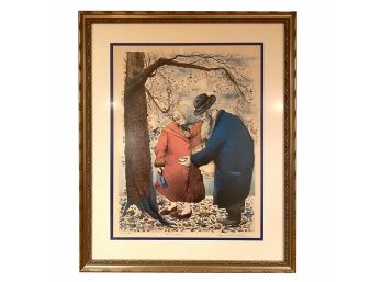 Seymour Rosenthal • Hand Colored Artist Signed Lithograph • The Bird Feeders • 103/250