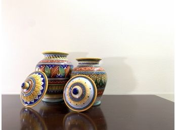 Daruta Vessels With Lids • Hand Painted • Italy