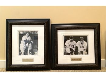 NYY • Lou Gehrig & Babe Ruth & Joe DiMaggio • Framed Prints With Brass Name Plates