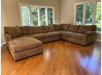 Safavieh • Custom Brown Micro Suede Sectional Sofa (Original Price $7,000+)