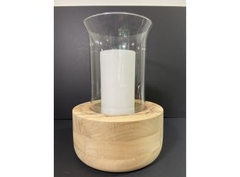 Bloomingville • Woodbase With Glass Shade Candle Holder