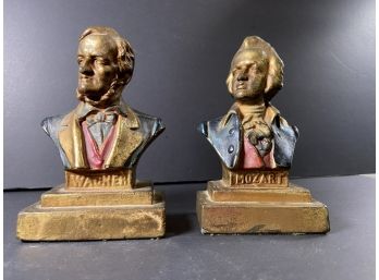 Vintage • Armor Bronze Company • Mozart & Wagner Diminutive Busts