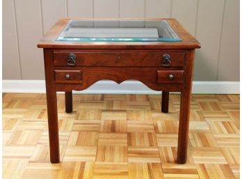 A 20th Century Cherry Display Table With Beveled Glass Top By Bob Timberlake For Lexington Furniture