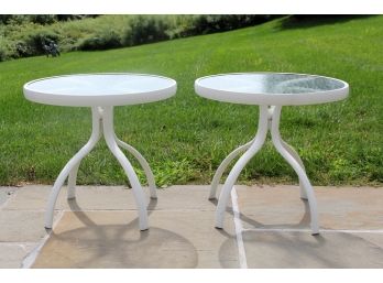 A Pair Of Vintage Outdoor Metal Cocktail Tables