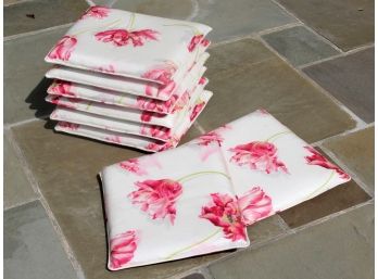 A Set/8 Vinyl Outdoor Floral Cushions By Manuel Canovas