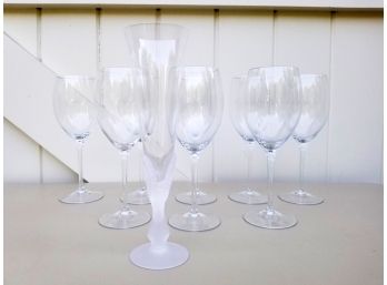 A Grouping Of Crystal Wine Glasses Including Lalique