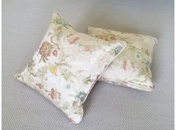 A Pair Of Silk Covered Accent Pillows