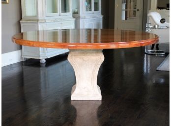 A Stone And Walnut Dining Table By Holly Hunt And John Bossone