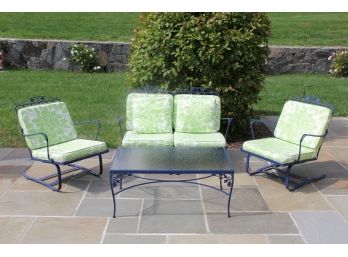 A Vintage Wrought Iron Patio Set By Lee Woodard Featuring Briarwood And Orleans Lines