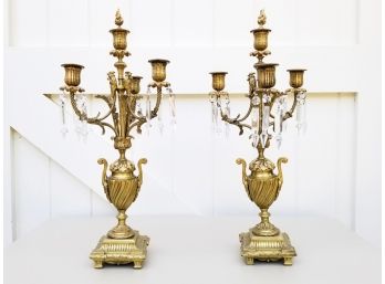 A Pair Early 20th Century Brass Candelabra