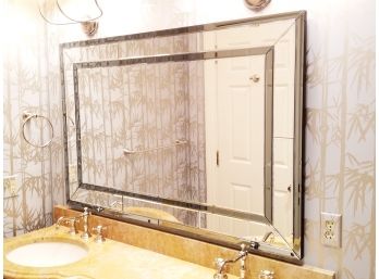 A Beveled Smoked Glass Mirror Framed Beveled Mirror