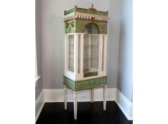 A Painted Wood Bird Cage Form Etagere By Eric Lansdowne