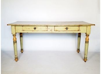 A Late 19th Century Tole Painted Farm Table