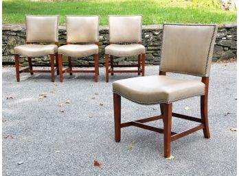 A Set Of 4 Custom Designed Leather Chairs By Michael Smith For Hickory