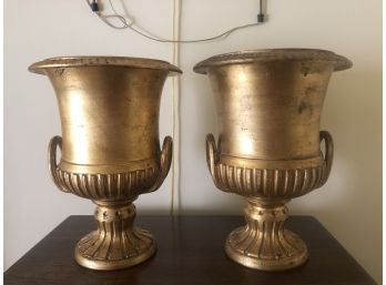 Pair Of Italian Gilted Urns