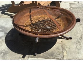 Metal Firepit With Black Stand