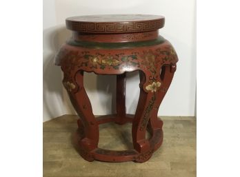 Vintage Oriental Hand Painted Wooden Garden Seat