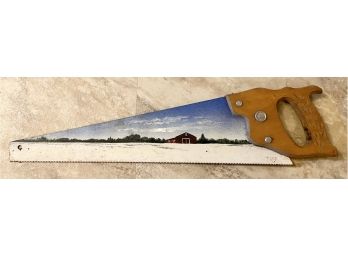 Winter Landscape Painted Saw