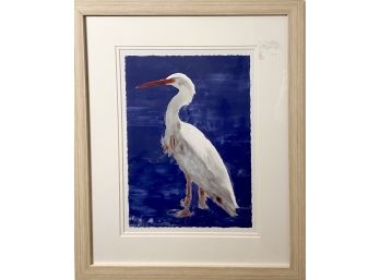 Framed Stork Painting