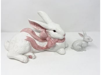 Pair Of Vintage Rabbit Figurines