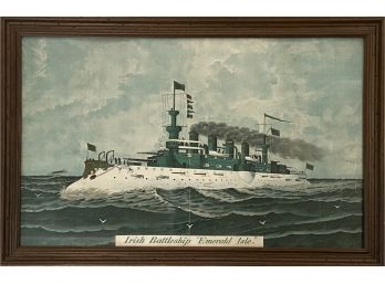 Irish Battleship Emerald Isle Vintage Print