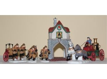 Department 56 Heritage Village Collection, Gate House & The Fire Brigade Of London Town - 8 Pieces